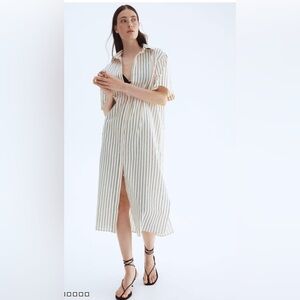 H&M LINEN BLEND SHIRT DRESS